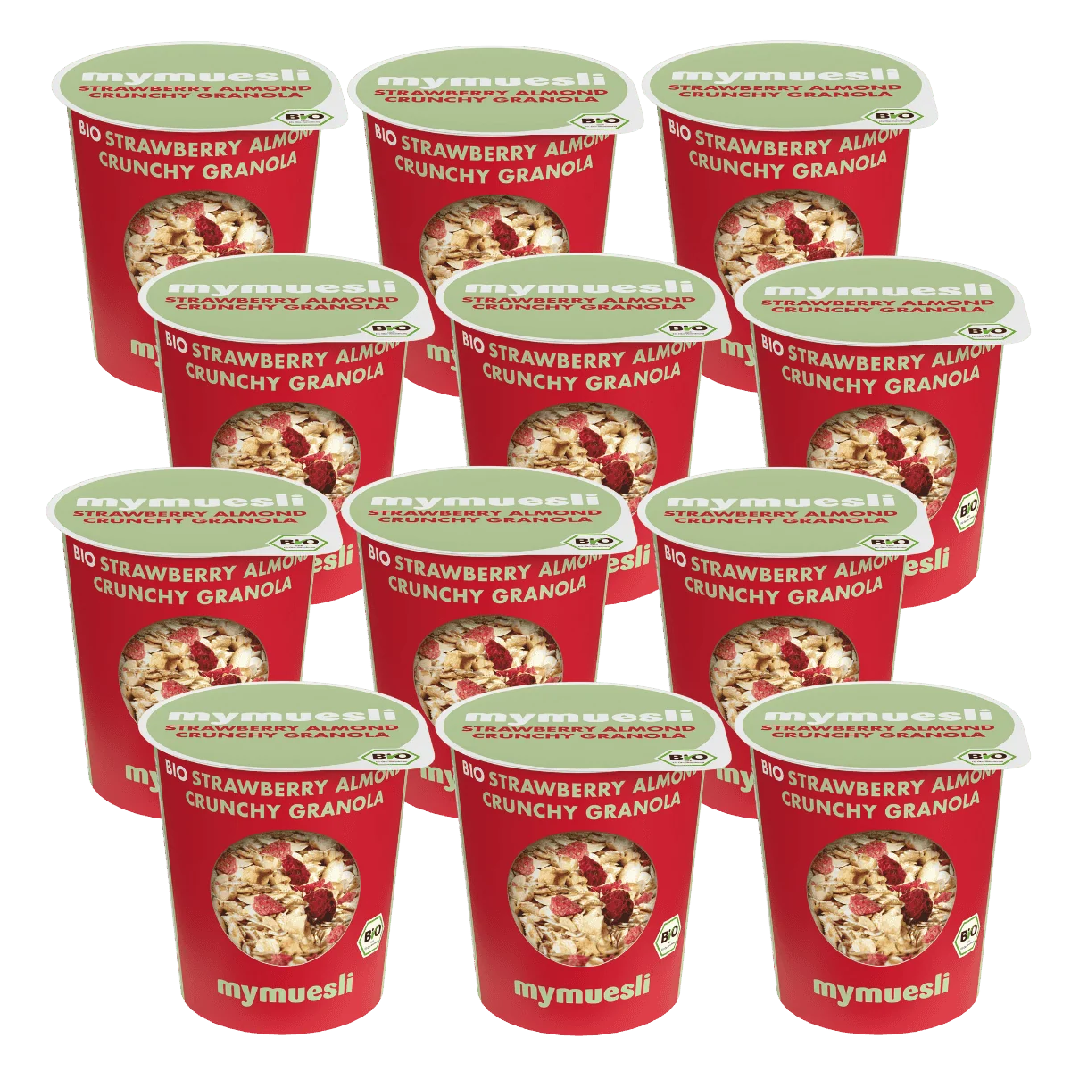Portionsbecher Strawberry Almond Crunchy Granola 12er Pack